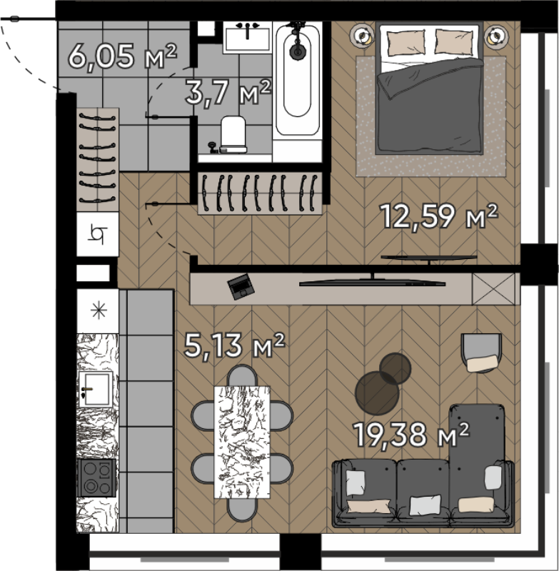 2 ккв (Евро) 46,9 м²