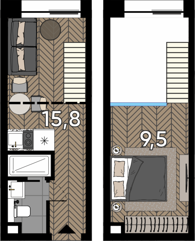 Студия 15,8 м²
