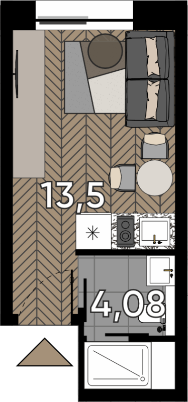 Студия 17,8 м²
