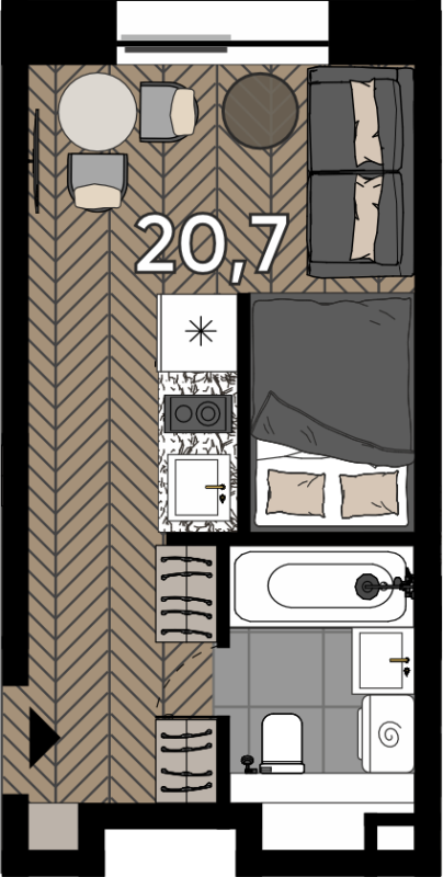 Студия 20,7 м²