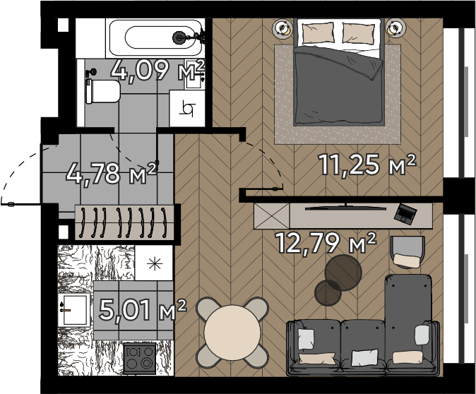 2 ккв (Евро) 37,9 м²