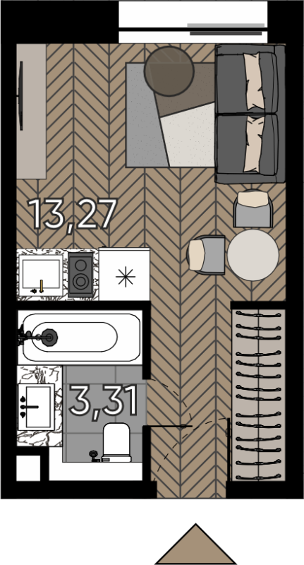 Студия 18,1 м²
