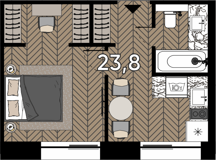 Студия 23,8 м²