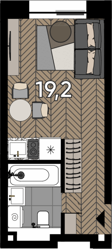 Студия 19,2 м²