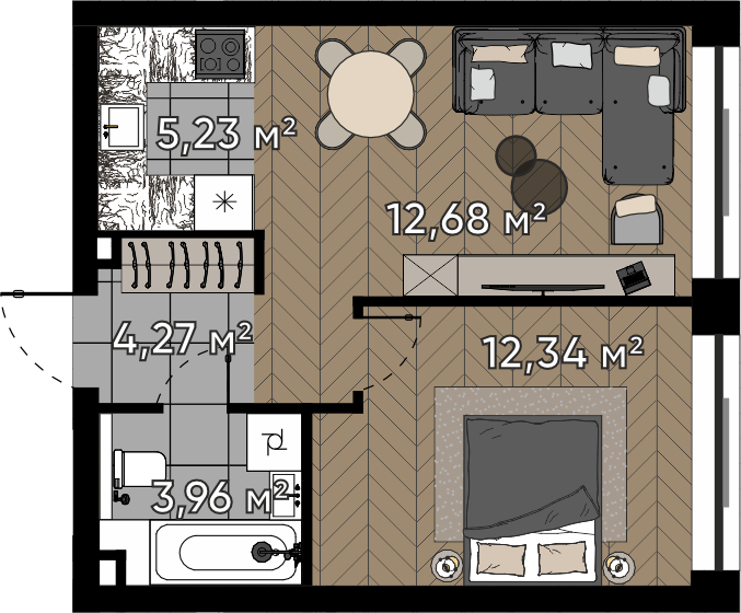 2 ккв (Евро) 38,5 м²