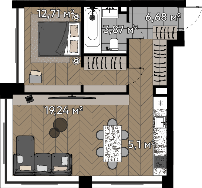 2 ккв (Евро) 47,6 м²