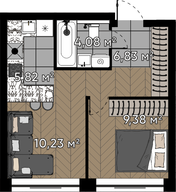 2 ккв (Евро) 36,3 м²