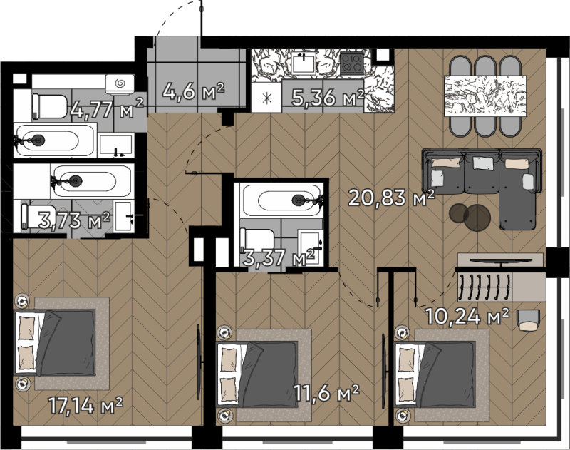 4 ккв (Евро) 81,6 м²