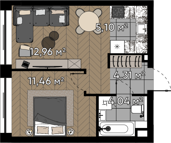 2 ккв (Евро) 37,9 м²