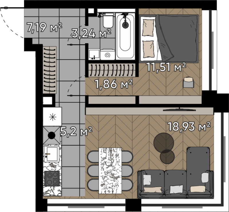 2 ккв (Евро) 47,9 м²