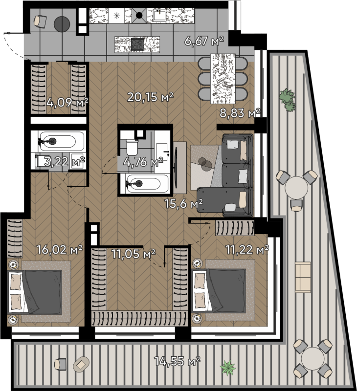 4 ккв (Евро) 116,2 м²