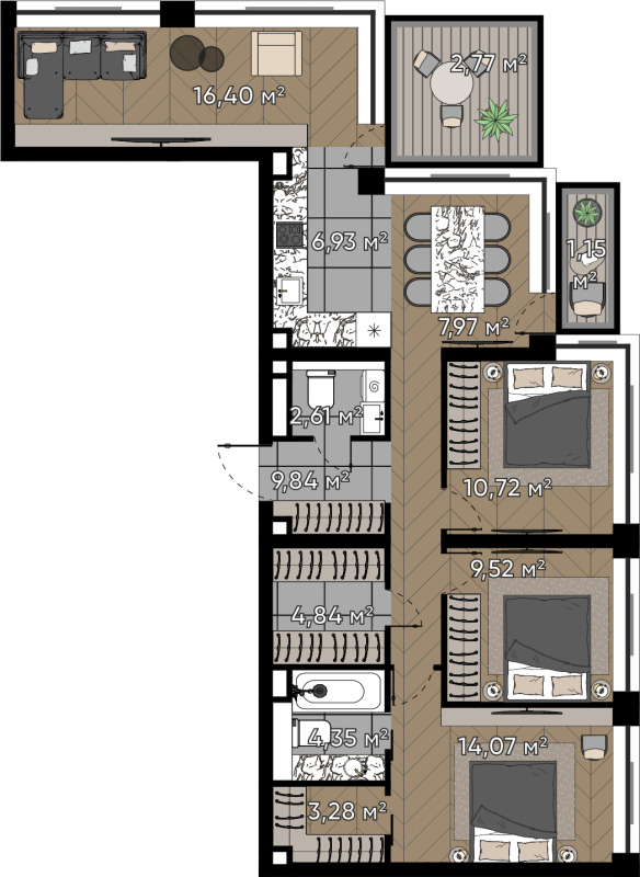 4 ккв 94,5 м²