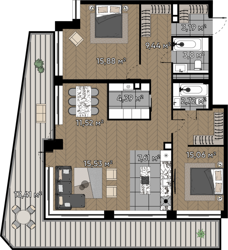 3 ккв (Евро) 102,6 м²