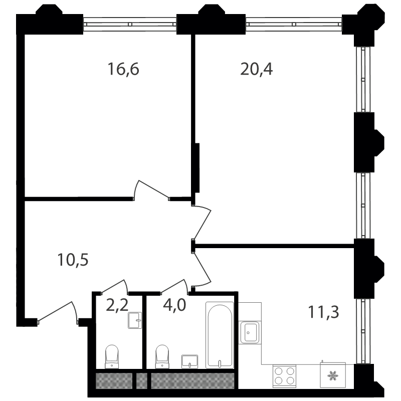 2 ккв 65 м²