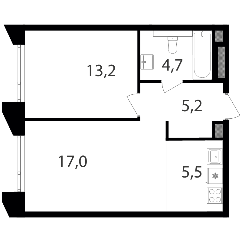 2 ккв (Евро) 45,3 м²