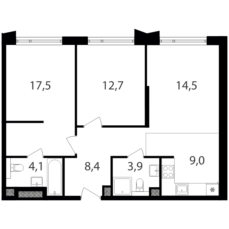 3 ккв (Евро) 70,1 м²
