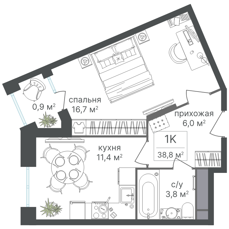 1 ккв 38,8 м²