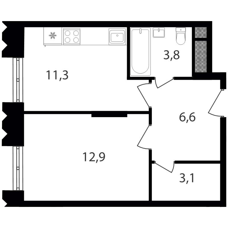1 ккв 37,7 м²