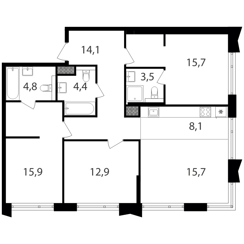 4 ккв (Евро) 95,1 м²