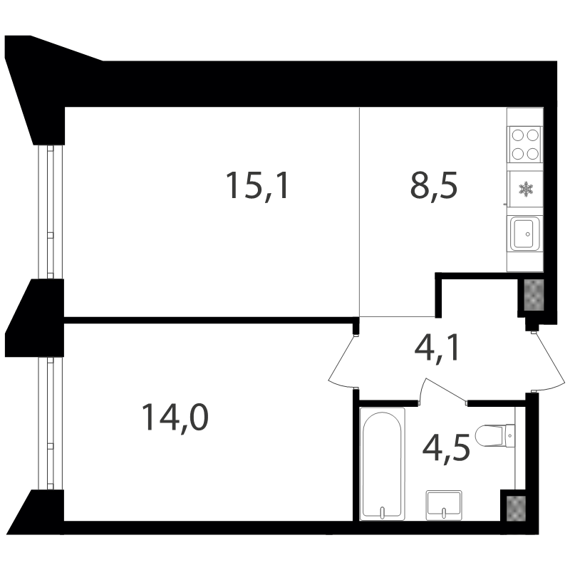 2 ккв (Евро) 46,2 м²