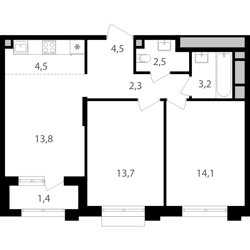 3 ккв (Евро) 60 м²