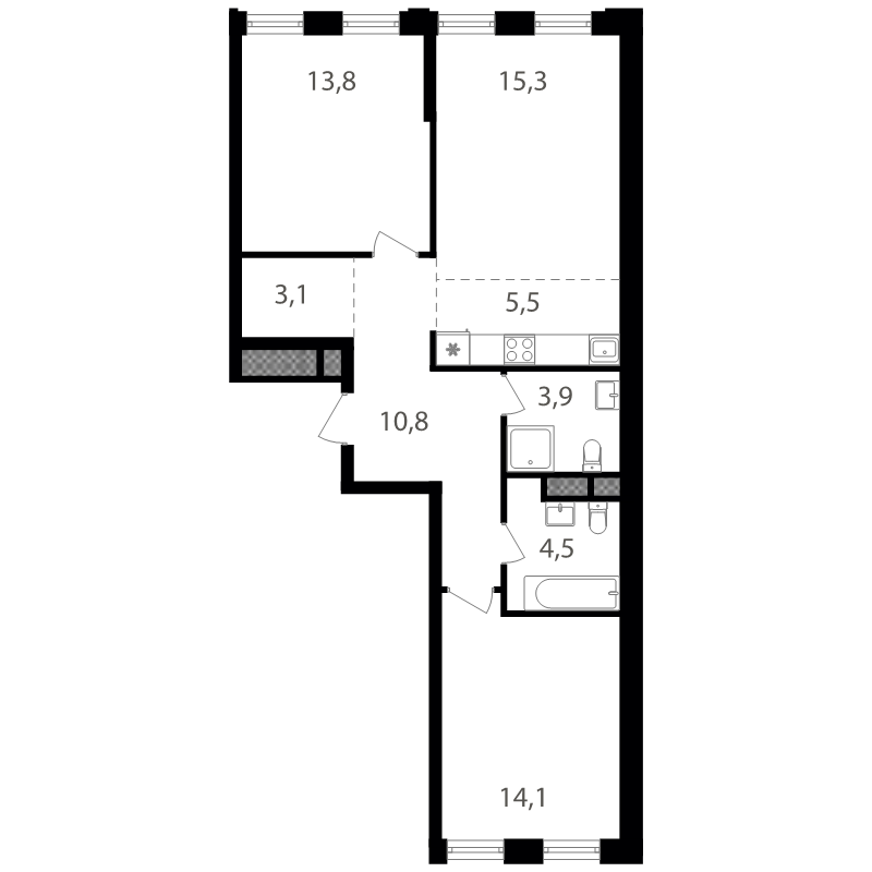 3 ккв (Евро) 70,9 м²
