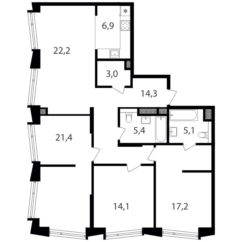 4 ккв (Евро) 109,6 м²