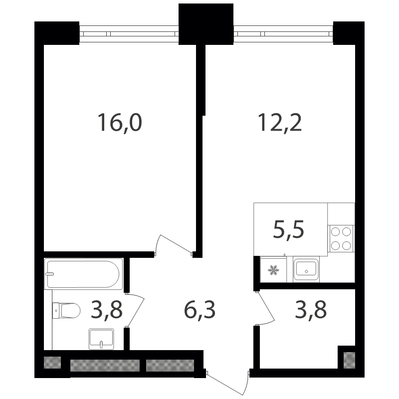2 ккв (Евро) 47,6 м²