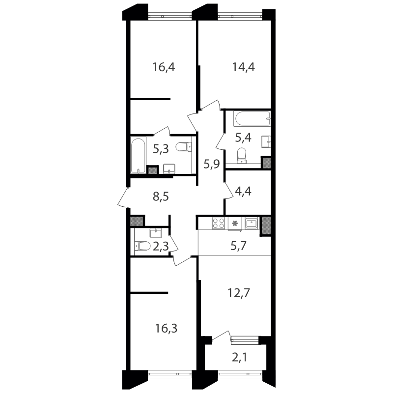 4 ккв (Евро) 99,4 м²