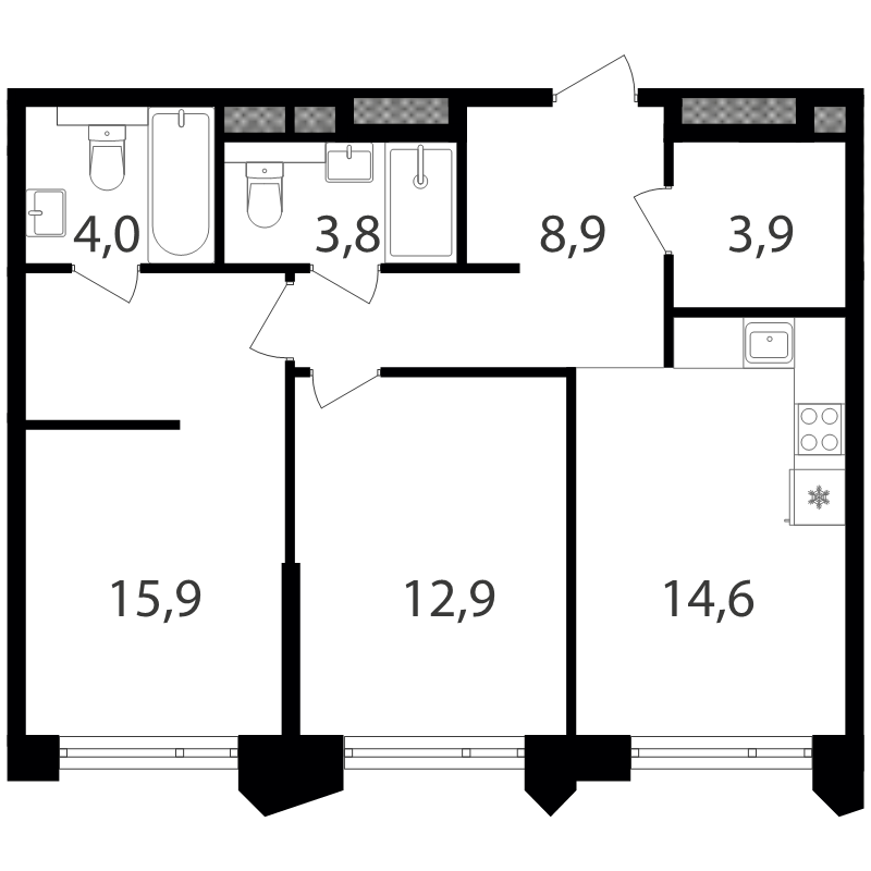 2 ккв 63,7 м²