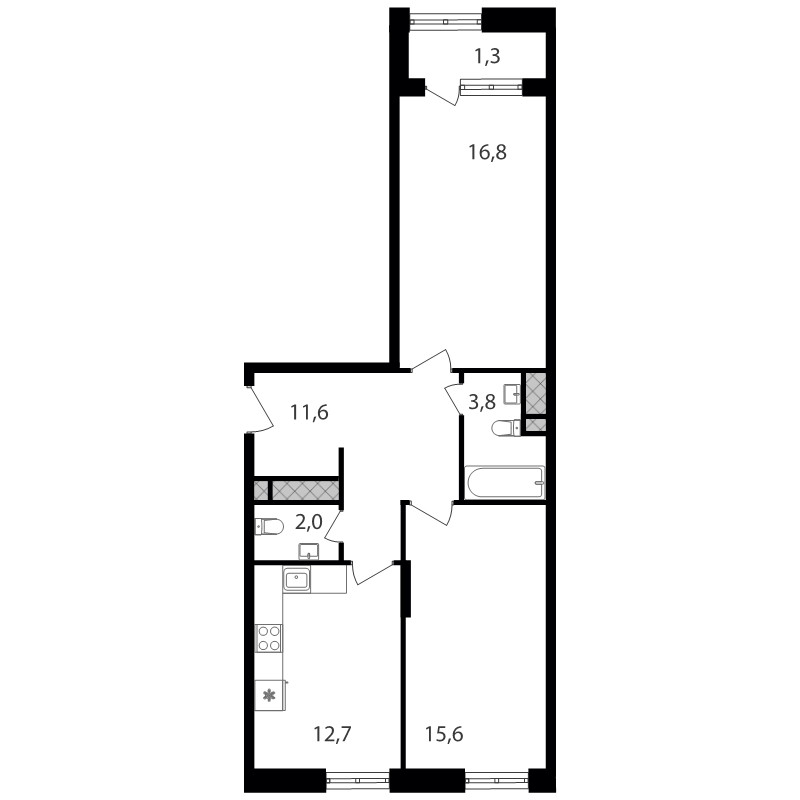 2 ккв 63,8 м²