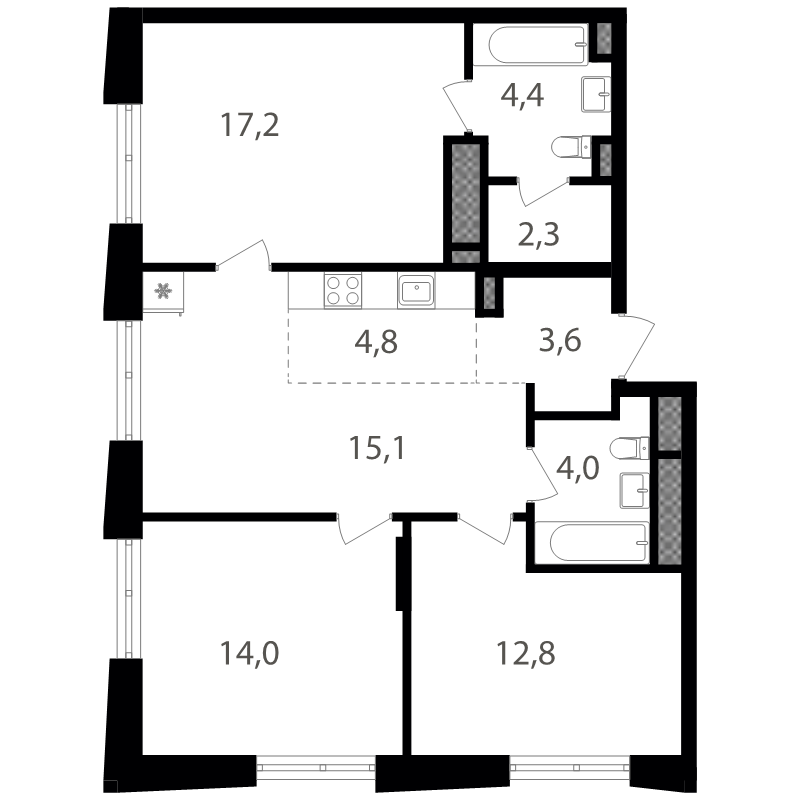 4 ккв (Евро) 78,1 м²
