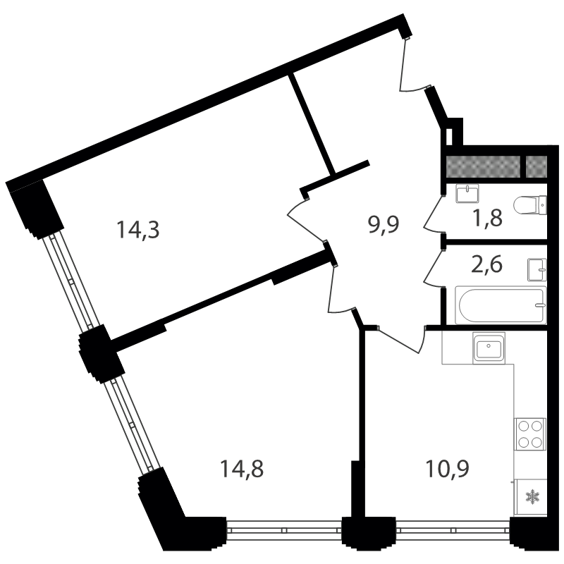 2 ккв 54,3 м²