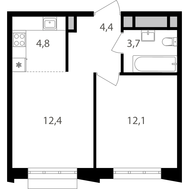 2 ккв (Евро) 37,8 м²