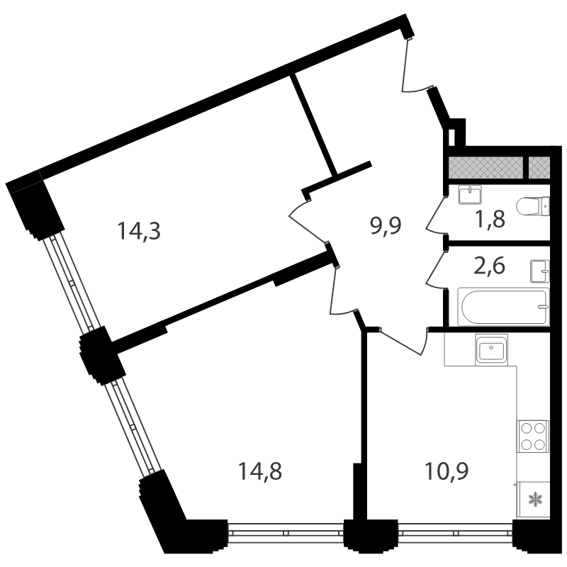 2 ккв 54,3 м²