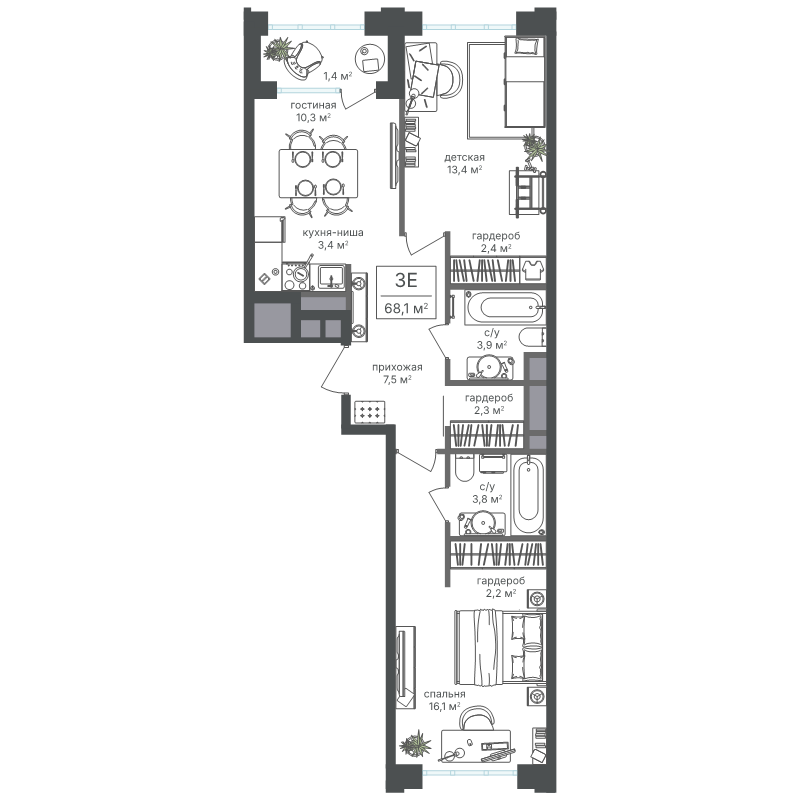 2 ккв 66,7 м²
