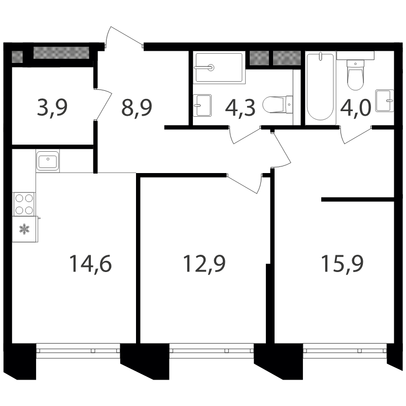 2 ккв 64,3 м²