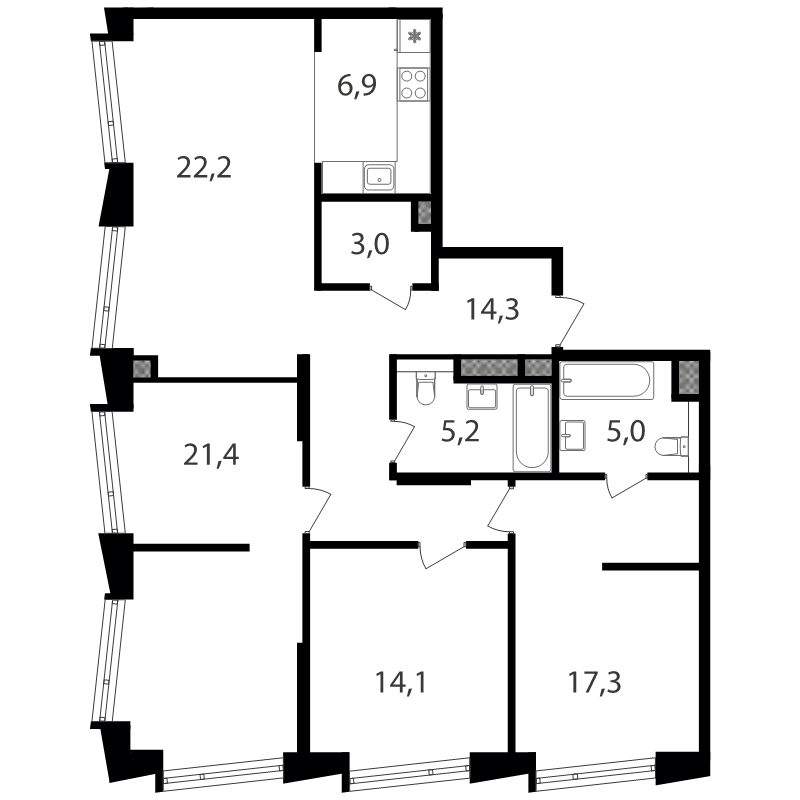 4 ккв (Евро) 109,4 м²
