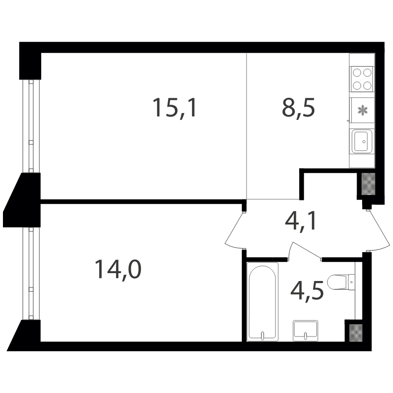 2 ккв (Евро) 46,3 м²
