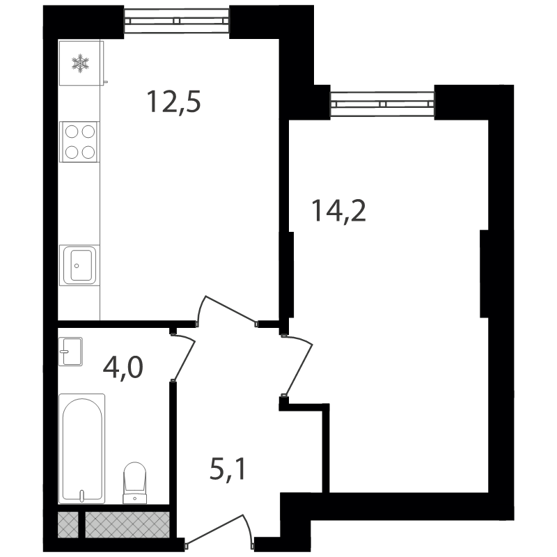 1 ккв 35,8 м²