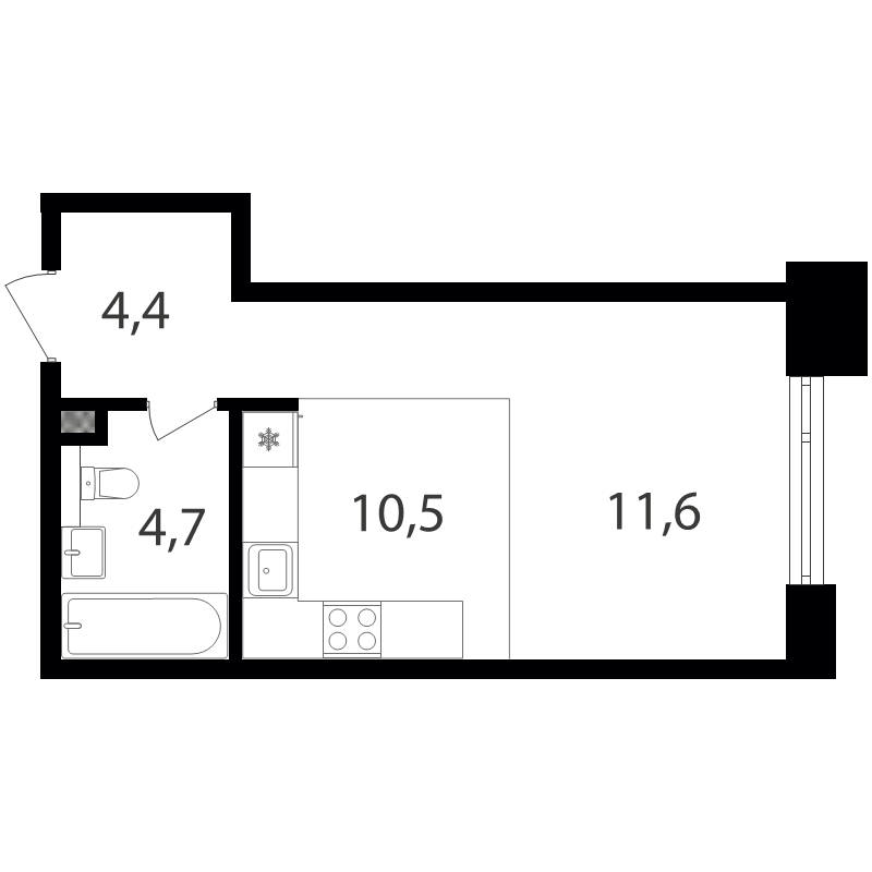 Студия 31,1 м²