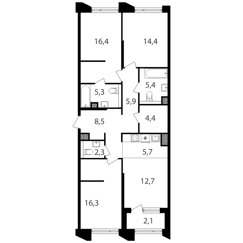 4 ккв (Евро) 99,8 м²