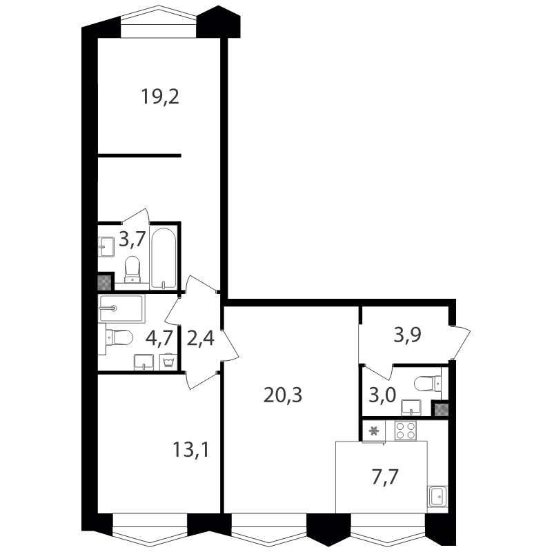 3 ккв (Евро) 78 м²