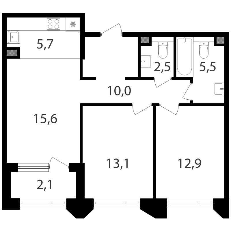 3 ккв (Евро) 67,7 м²
