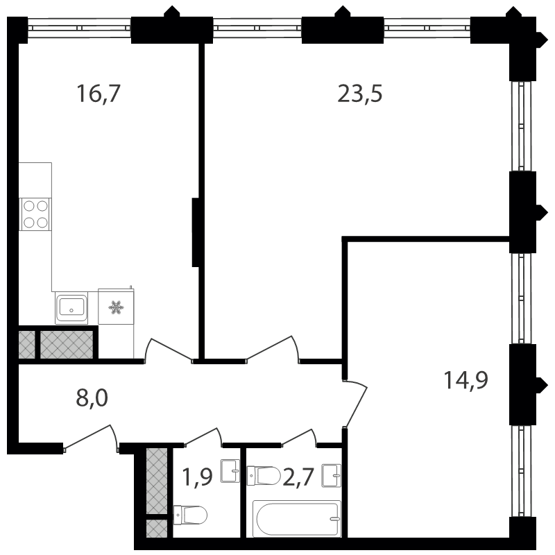 3 ккв (Евро) 67,7 м²