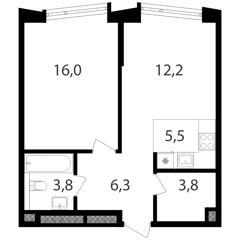 2 ккв (Евро) 47,6 м²