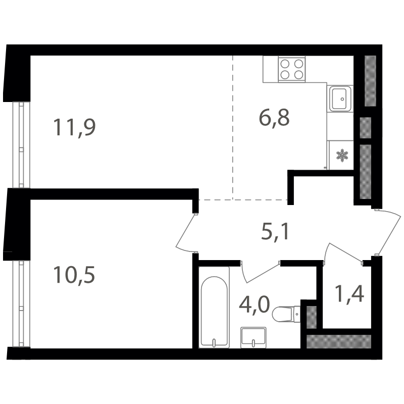 2 ккв (Евро) 40,1 м²
