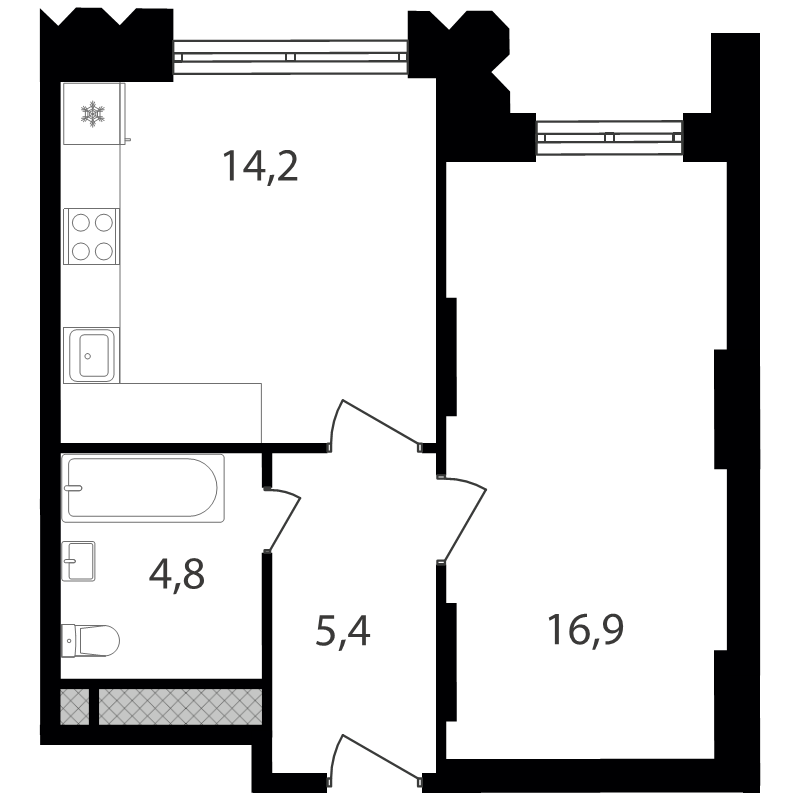 1 ккв 41,3 м²