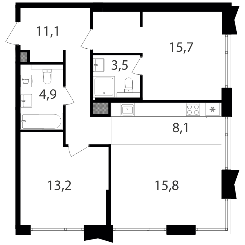 3 ккв (Евро) 72,3 м²
