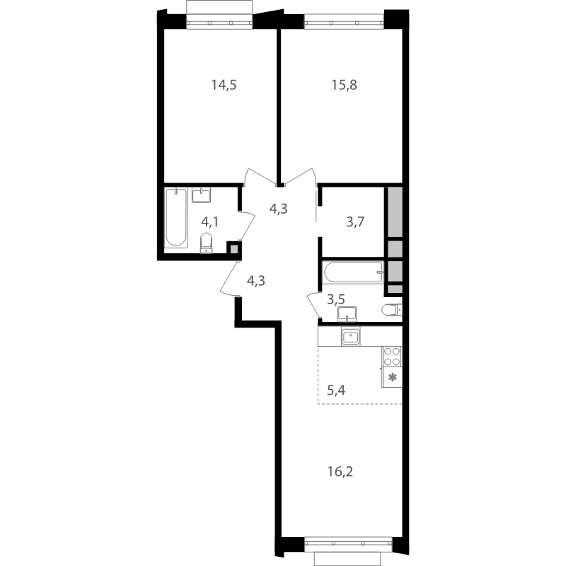 3 ккв (Евро) 72 м²